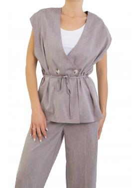 Gilet lungo con cintura doppiopetto "Zoe"